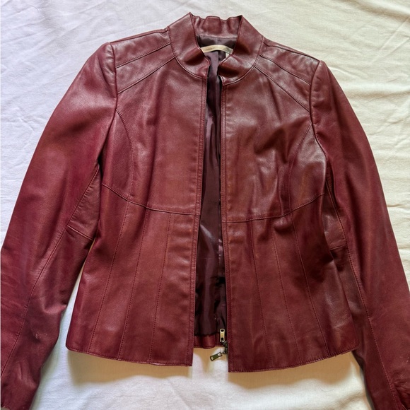 Classiques Entier Jackets & Blazers - Women's Burgundy Leather Jacket